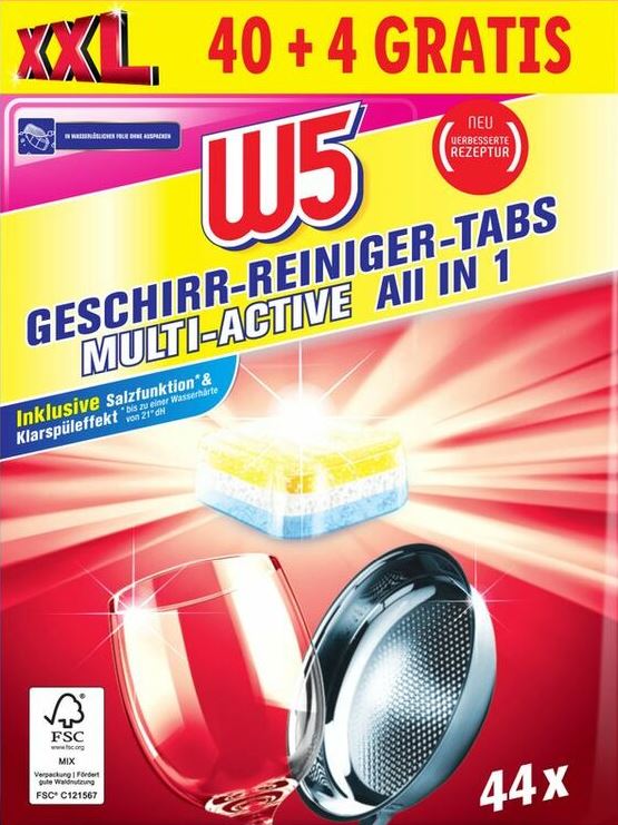 W5 All in 1 Multi-Active Dishwasher Tablets, 44 pcs (Price per 1 pc)