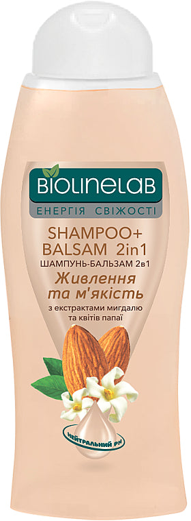 Biolinelab Almond & Papaya Flower Extract 2-in-1 Shampoo & Conditioner, 400 mL