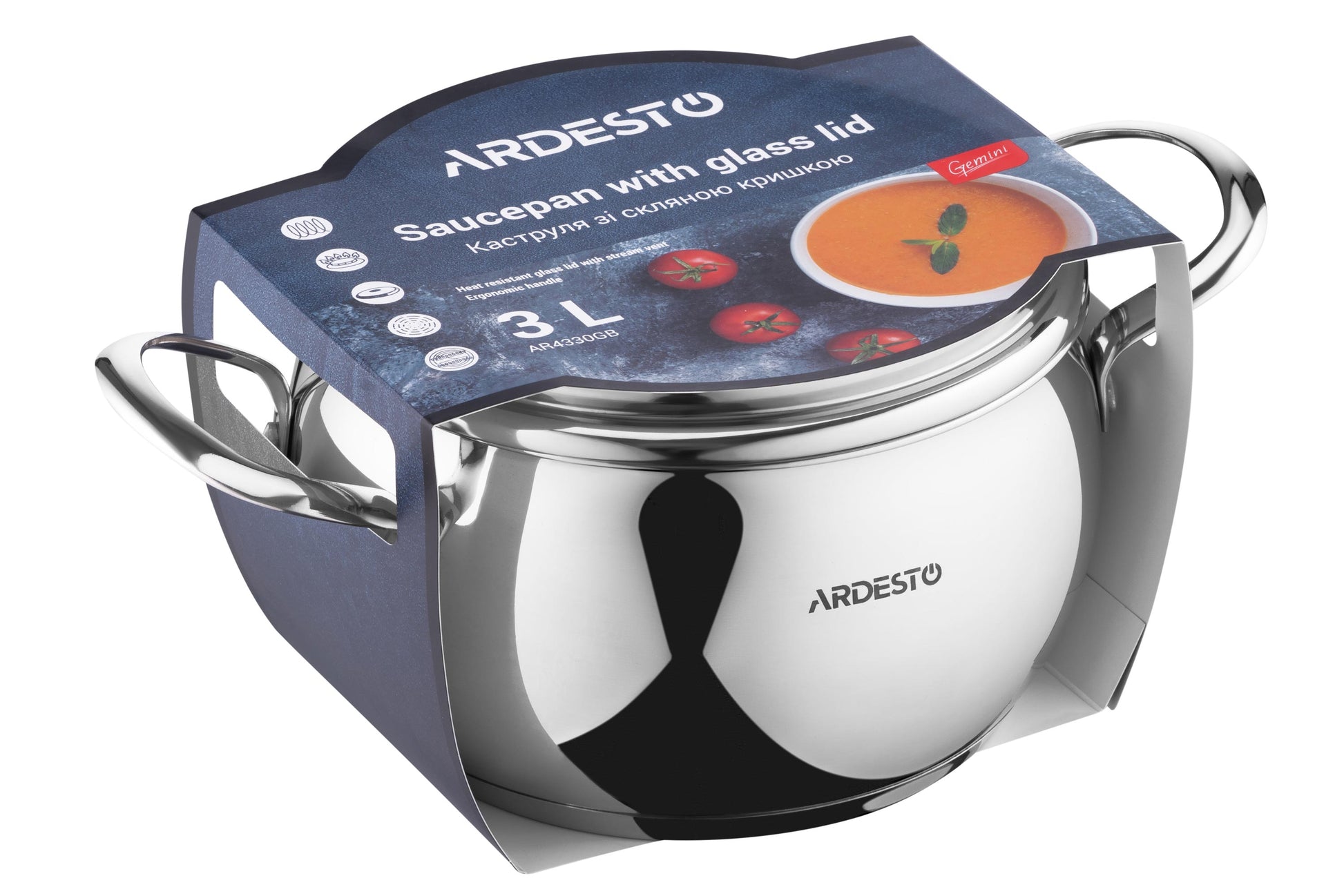 Ardesto Gemini Liguria AR4330GB Pot, 18 cm, 3 L - Image 4