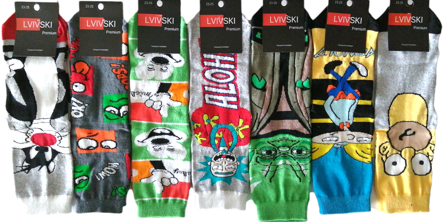 Lvivski Premium Cartoon Teen Socks, Size 23-25