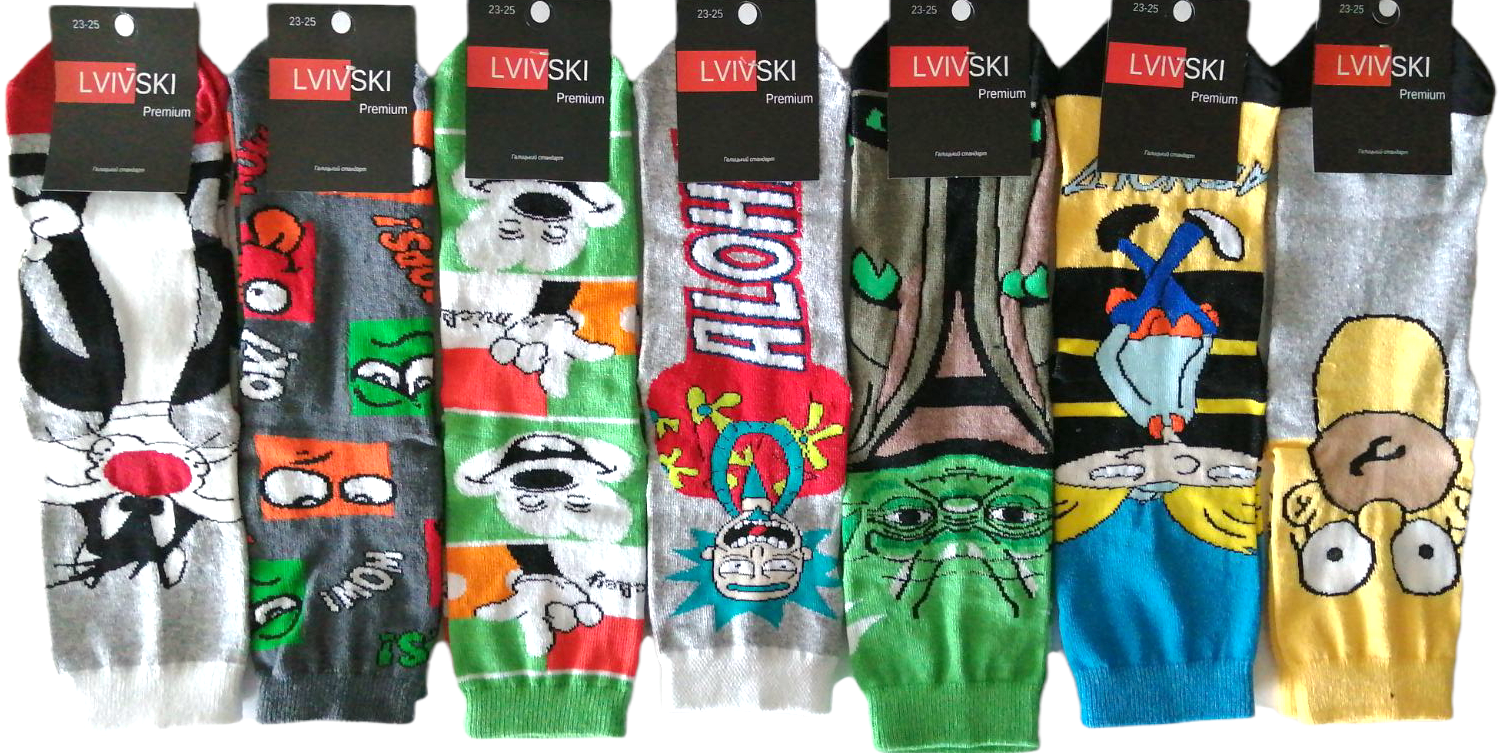 Lvivski Premium Cartoon Teen Socks, Size 23-25