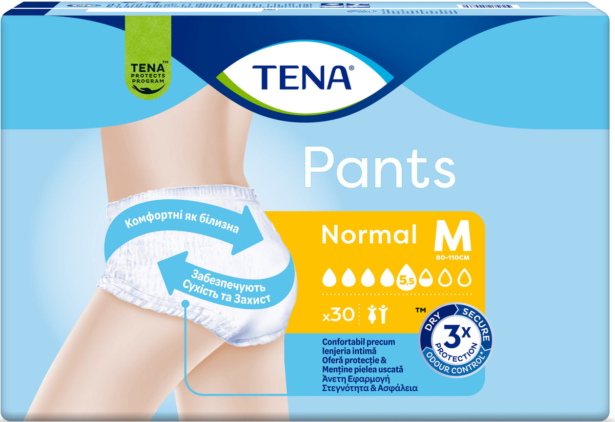 Tena Pants Normal Medium Adult Pull-Up Incontinence Pants, 30 pcs, 80-110 cm