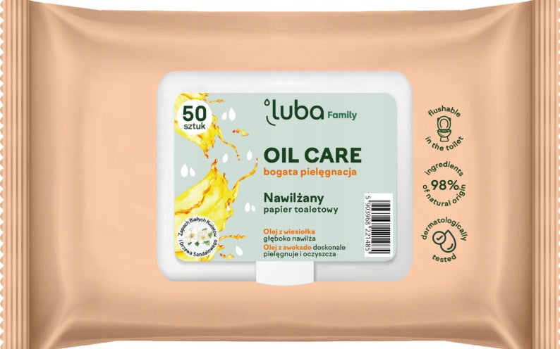 Luba Eco Family Oil Care Moist Toilet Tissue with Flip-Top Lid, 50 pcs