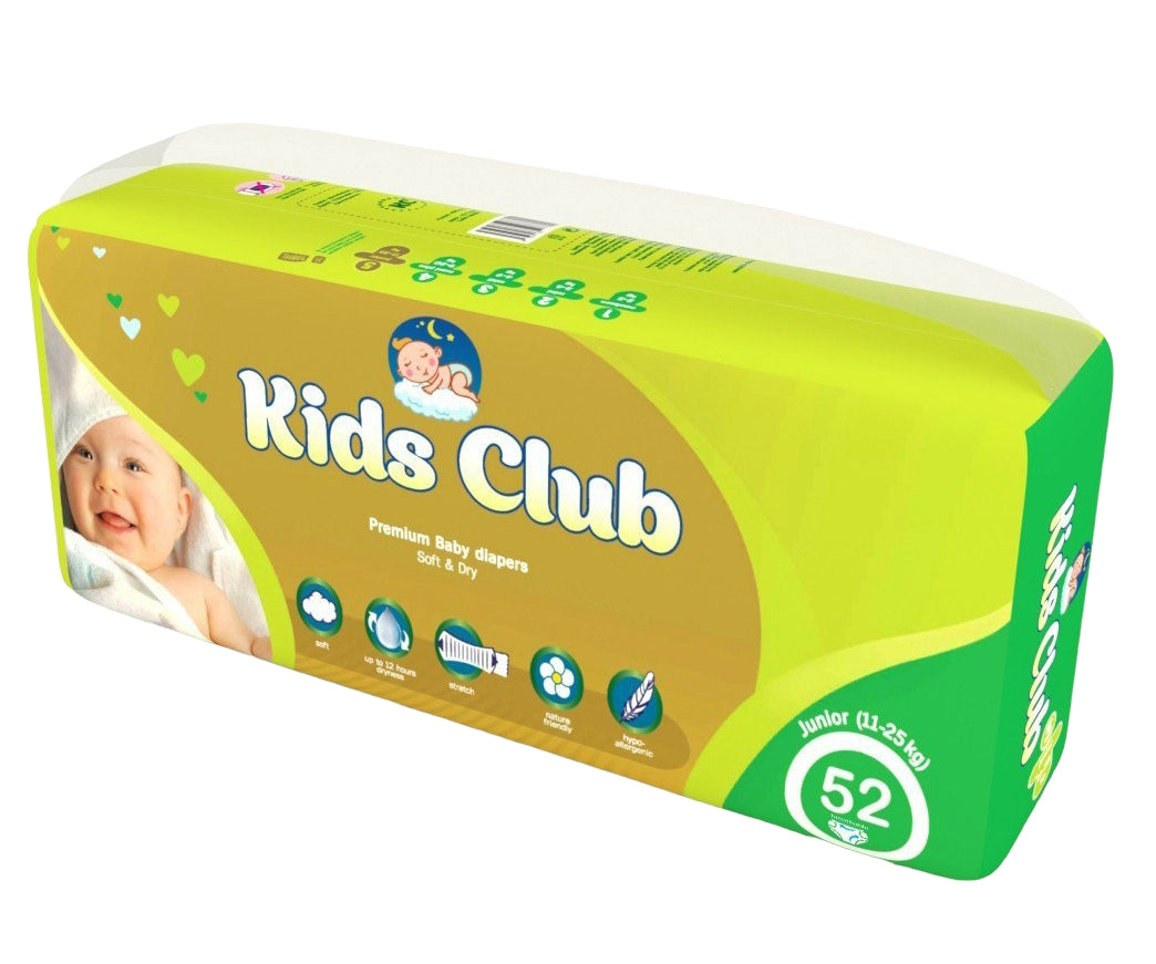 Kids Club Soft & Dry Junior Size 5 Baby Diapers, 11-25 kg, 52 pcs