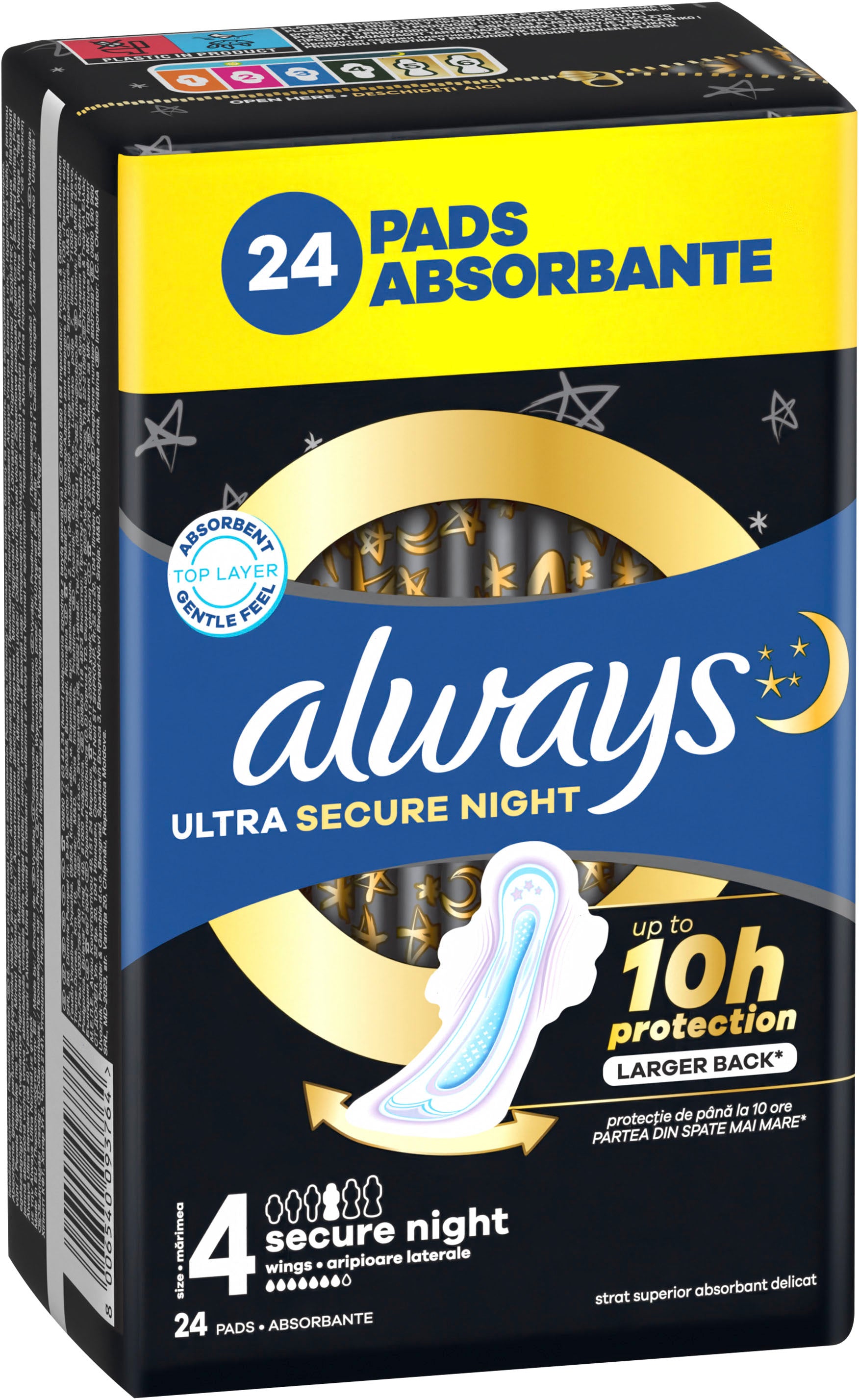Always Ultra Secure Night Sanitary Pads, Size 4, 24 pcs