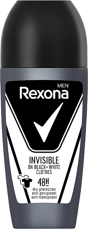 Rexona Men Invisible on Black + White Clothes Roll-On Deodorant, 50 mL