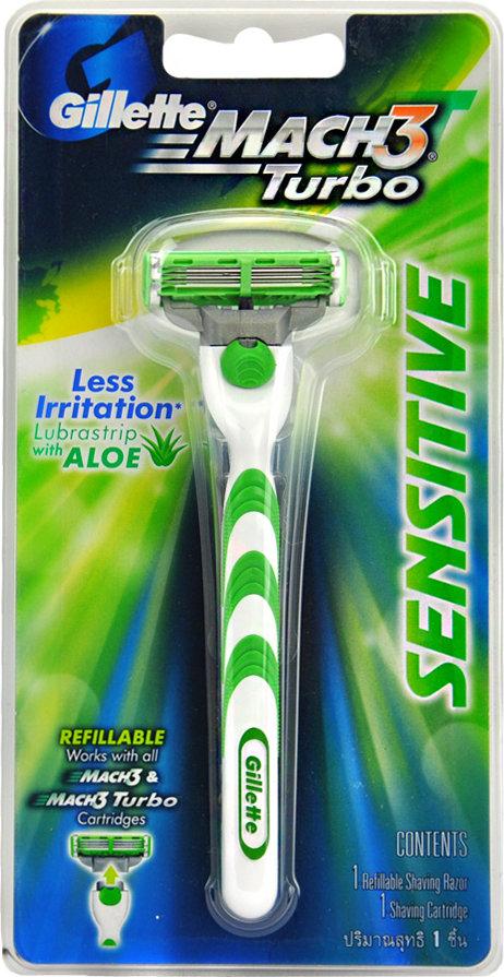 Gillette Mach3 Turbo Sensitive Razor with 1 Replacement Cartridge