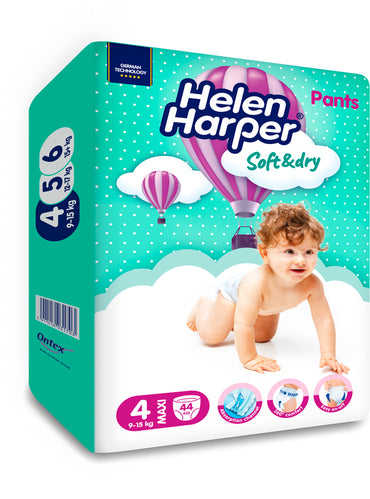 Helen Harper Soft & Dry Maxi Size 4 Baby Pull-Up Diaper Pants, 9-15 kg, 44 pcs - Image 2