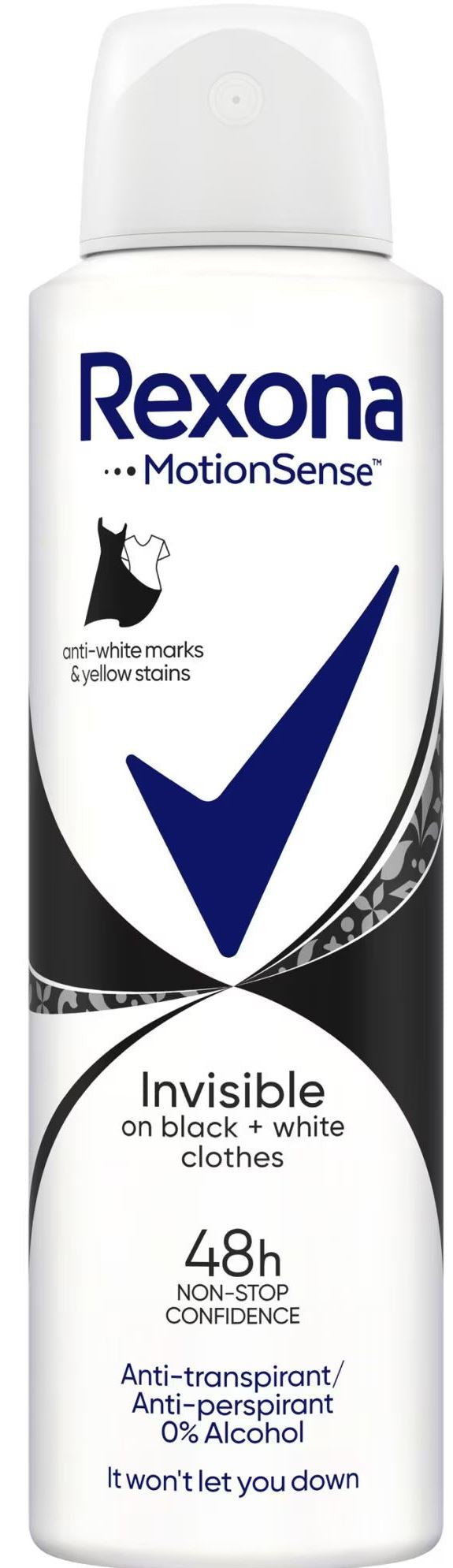 Rexona Invisible Black & White Women's Antiperspirant Deodorant, 150 mL
