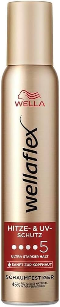 Wellaflex Heat & UV Protection Hold 5 Hair Mousse, 200 mL