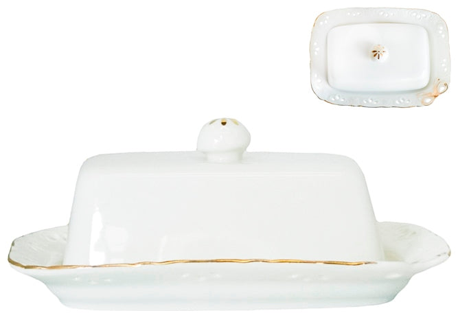 Kameliya 22506 White Bow Butter Dish