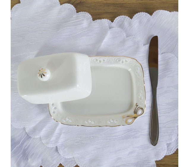 Kameliya 22506 White Bow Butter Dish - Image 3