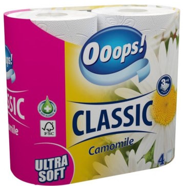 Ooops! Classic Camomile 3-Ply Toilet Paper, 4 Rolls