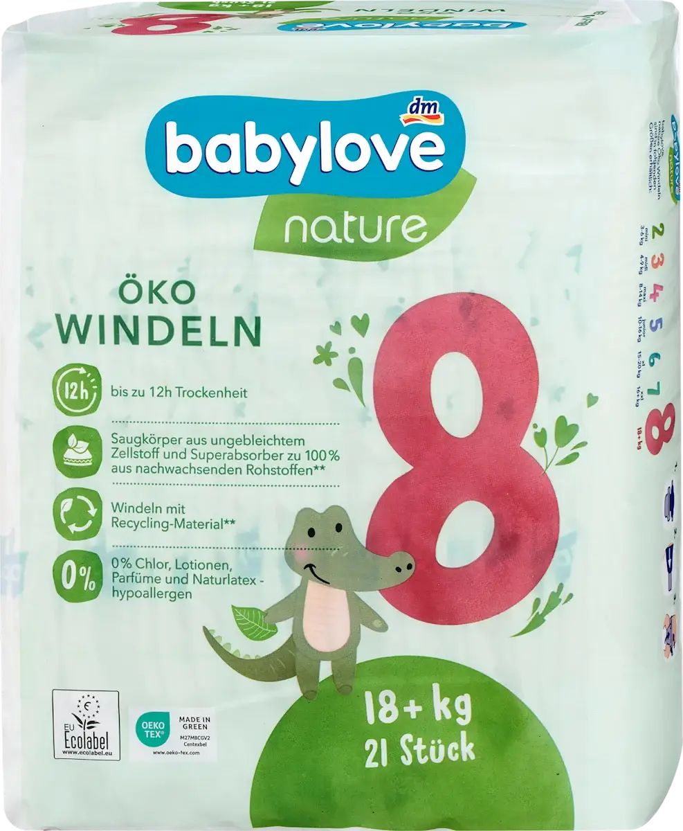 Babylove Nature 8 (18+ kg) Baby Diapers, 21 pcs