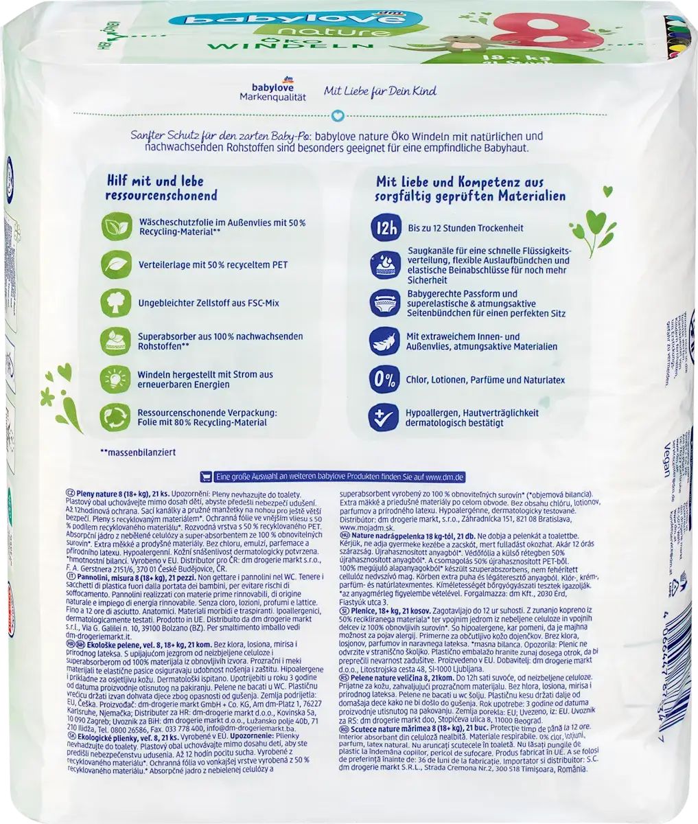 Babylove Nature 8 (18+ kg) Baby Diapers, 21 pcs - Image 2