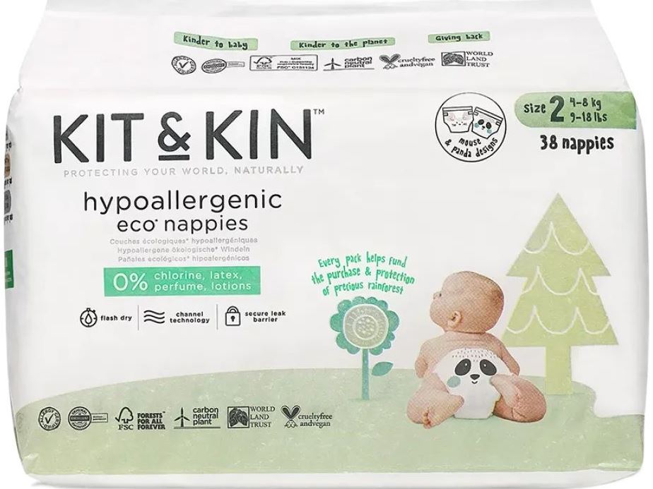 Kit & Kin 2 (4-) Baby Diapers, 38 pcs, 8 kg