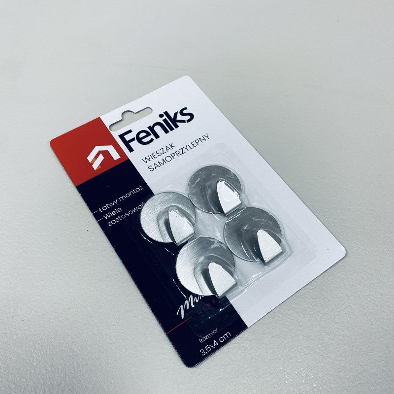 Feniks Round Metal Self-Adhesive Hook Set, 4 pcs - Image 2