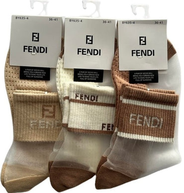 Fendi BY635-4/BY634-4 Women's Crew Socks, Size 36-41 - Image 2