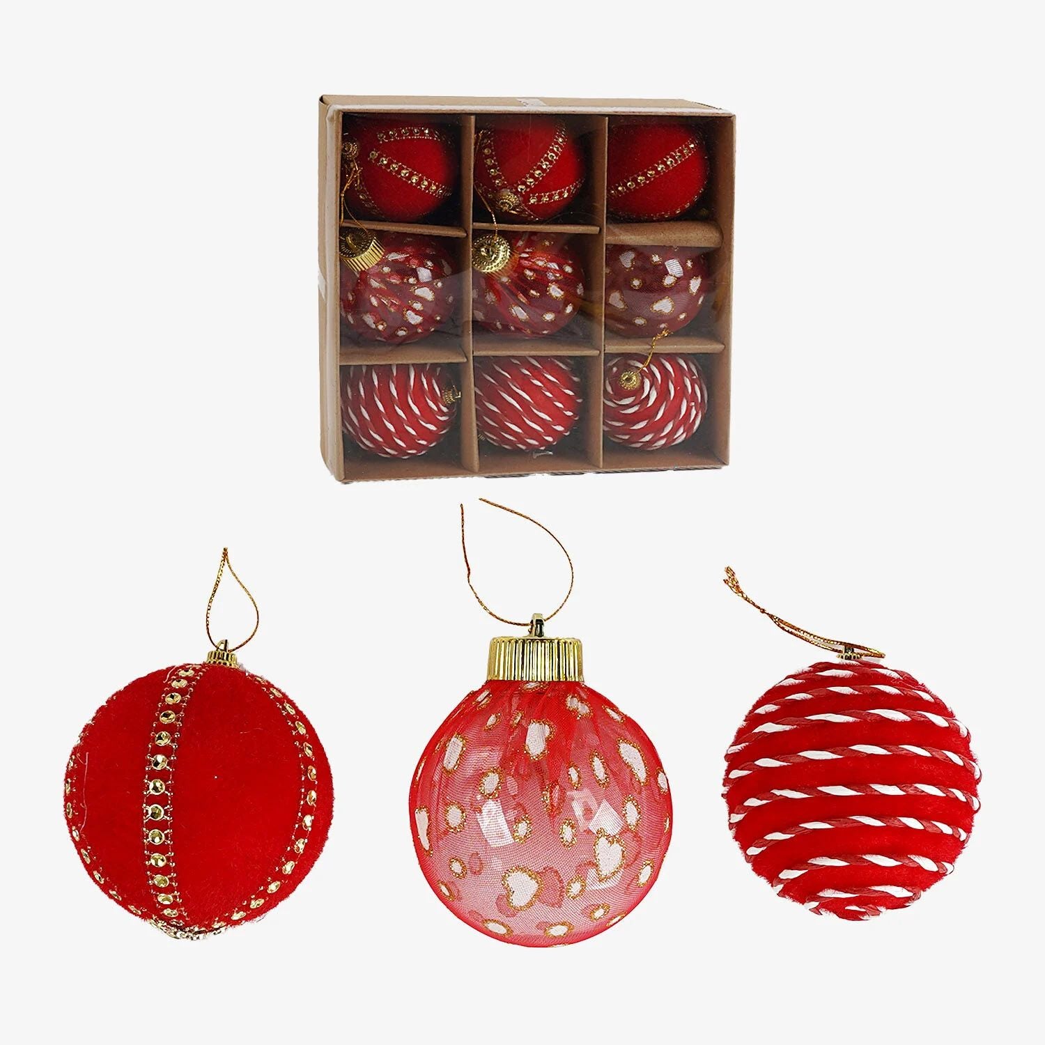 C 67511 Christmas Ball Ornaments, 8 cm Diameter, 9 pcs