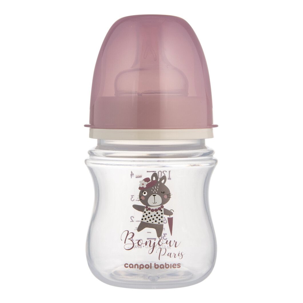Canpol Babies 35/231 Pink EasyStart Bonjour Paris Wide-Neck Anti-Colic Baby Bottle, 120 mL