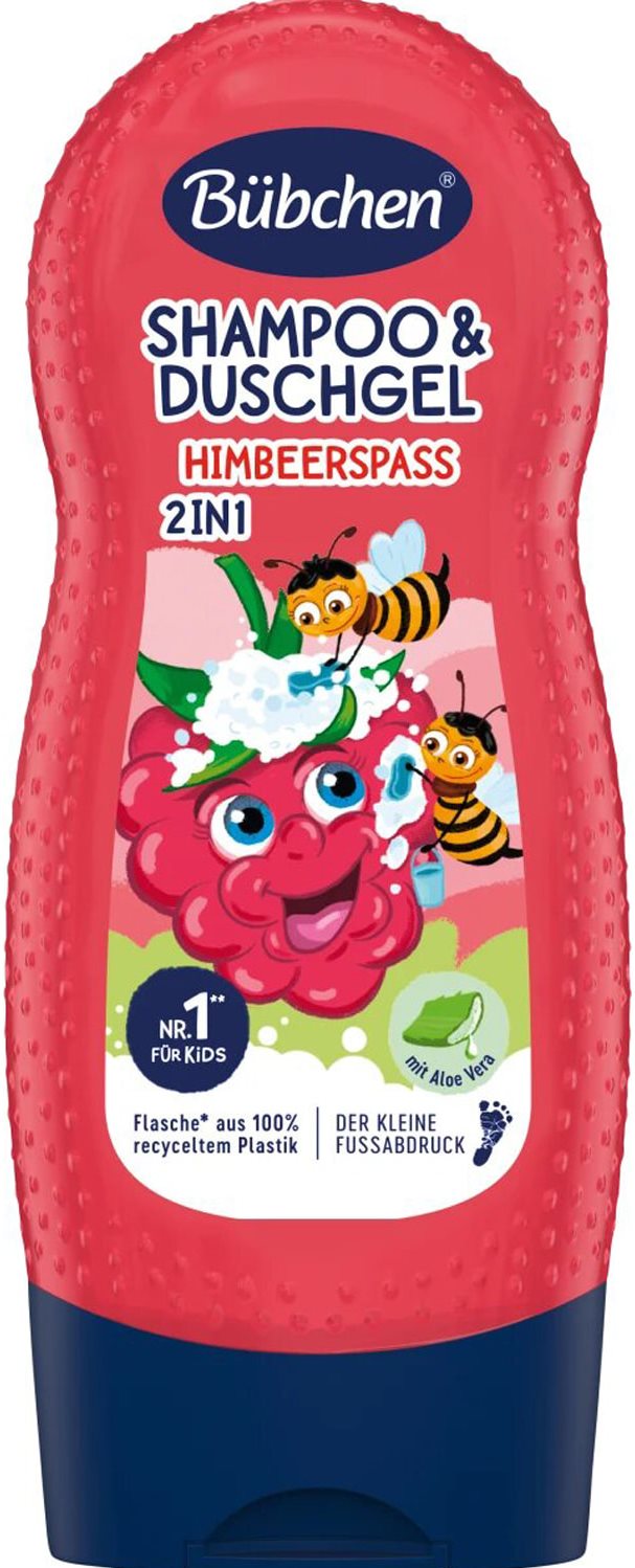 Bubchen Raspberry Fun Kids' 2-in-1 Shampoo & Shower Gel, 230 mL