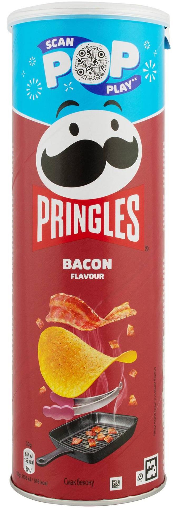 Pringles Bacon Potato Chips, 165 g