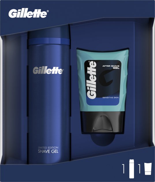 Gillette Men's Gift Set: Shaving Gel 200 mL & Aftershave Gel 75 mL