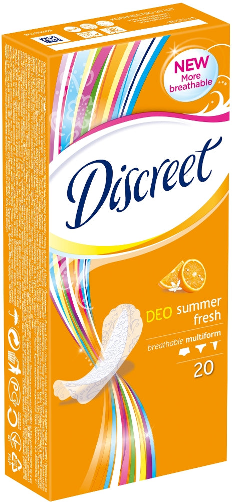 Discreet Deo Summer Fresh Panty Liners, 20 pcs