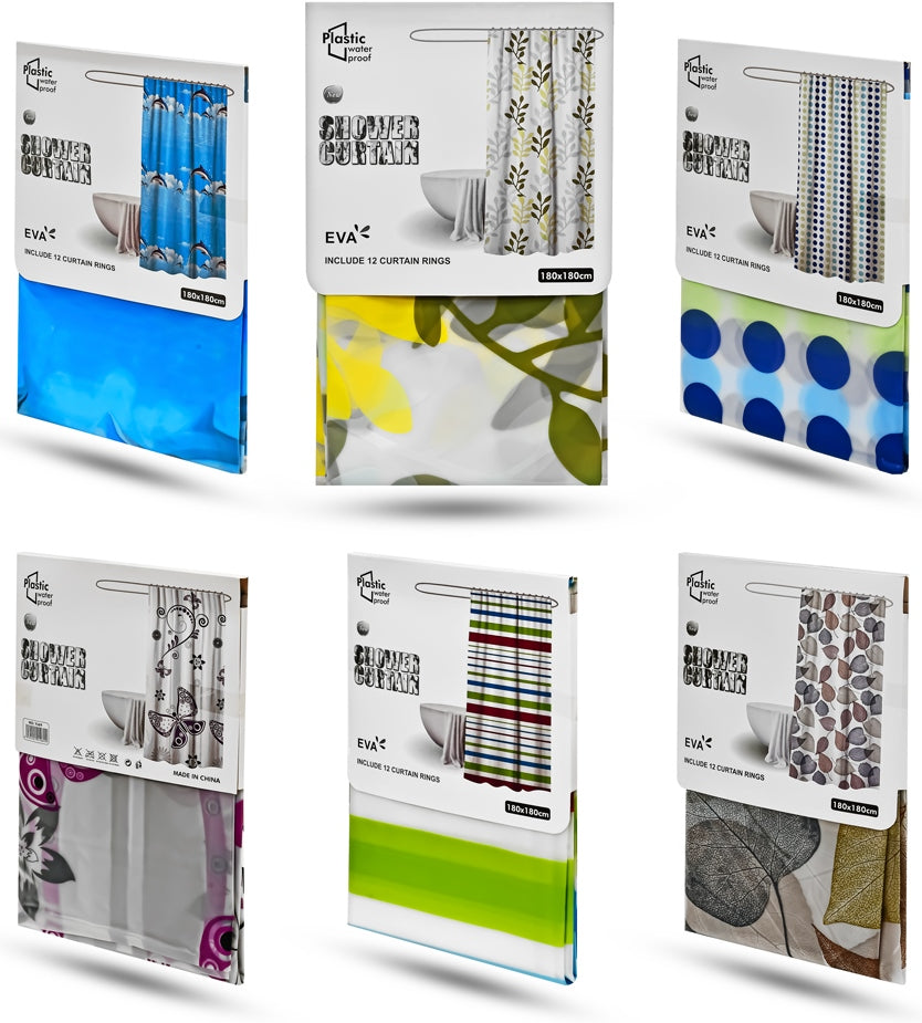 Stenson R88798 Bathroom Shower Curtain, 180 x 180 cm, Assorted