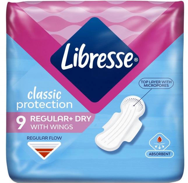 Libresse Classic Protection Regular Dry Sanitary Pads, 9 pcs