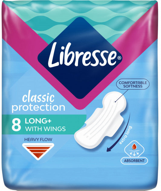 Libresse Classic Protection Long Soft Sanitary Pads, 8 pcs