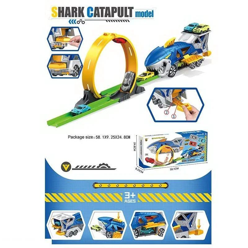 Shark Catapult P 934-A Track Set with Shark Catapult & 3 Cars