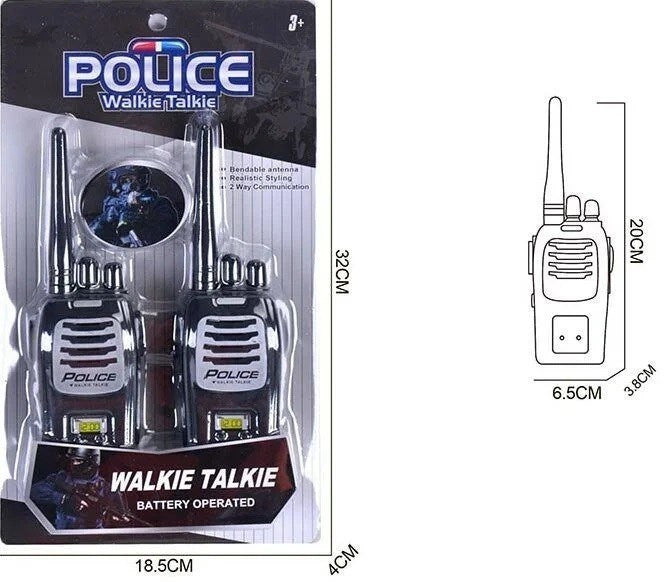 Police 005-14 A Battery-Powered Walkie-Talkies, 3 m Range, 2 pcs