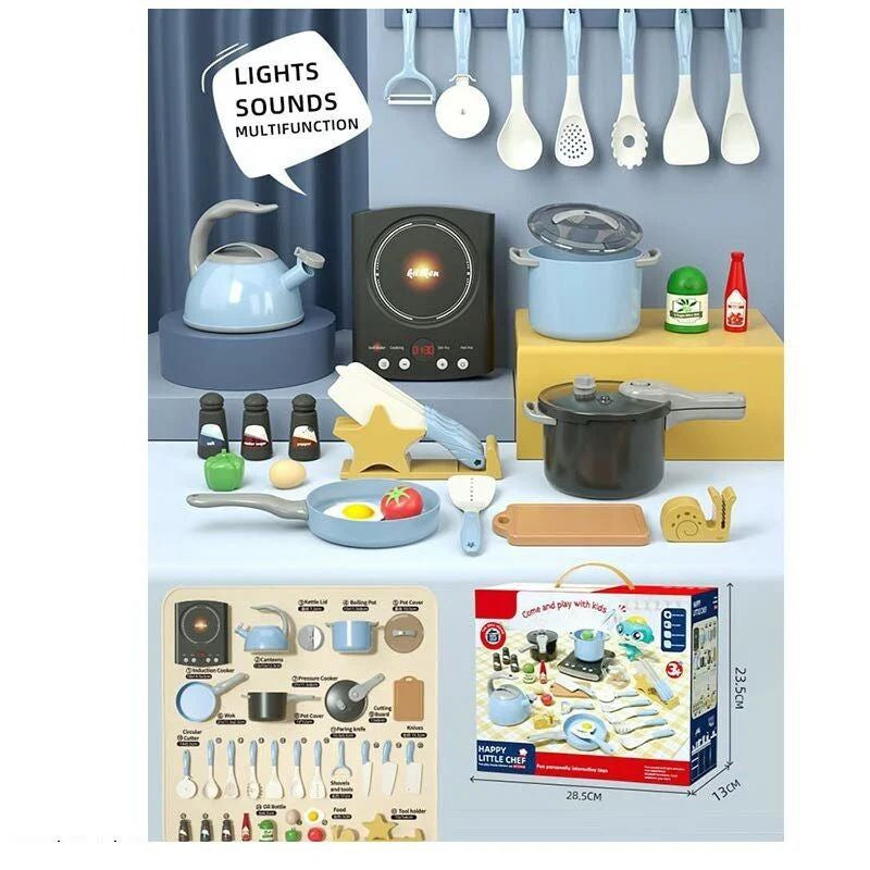 219-3 XA Kitchenware Set with Battery-Operated Stove, Light & Sound, 31 pcs