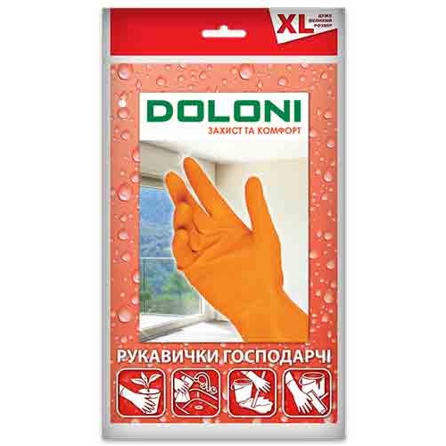 Doloni Household Orange Latex Gloves, Size XL, 1 pair
