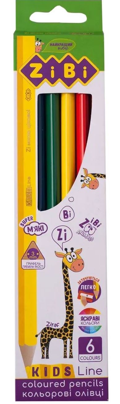 Zibi ZB2413 Colored Pencils, 6 Colors