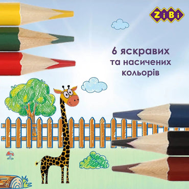 Zibi ZB2413 Colored Pencils, 6 Colors - Image 2
