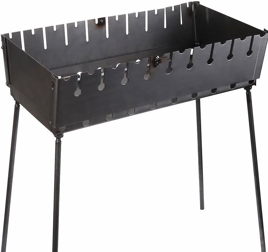 Two-Level Folding Charcoal Grill with Handle for 10 Skewers
