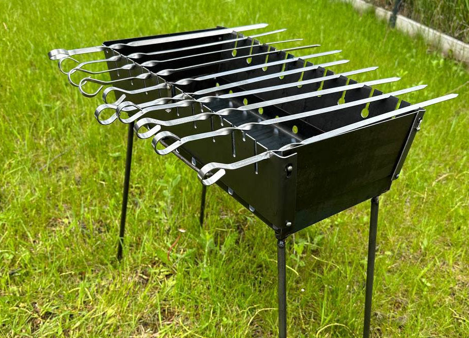 Two-Level Folding Charcoal Grill with Handle for 10 Skewers - Image 3