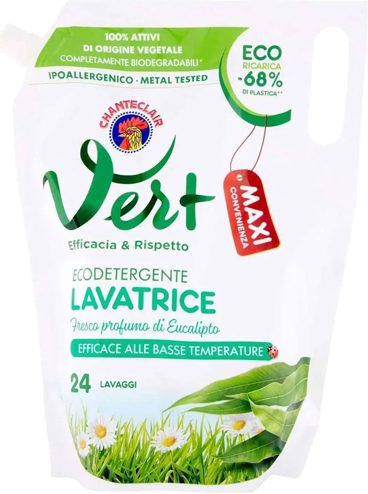 Chante Clair Vert Fresh Eucalyptus Scent Liquid Laundry Detergent Refill Pouch, 24 Loads, 1.224 L
