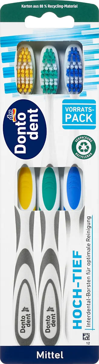 Dontodent Medium Toothbrushes, 3 pcs