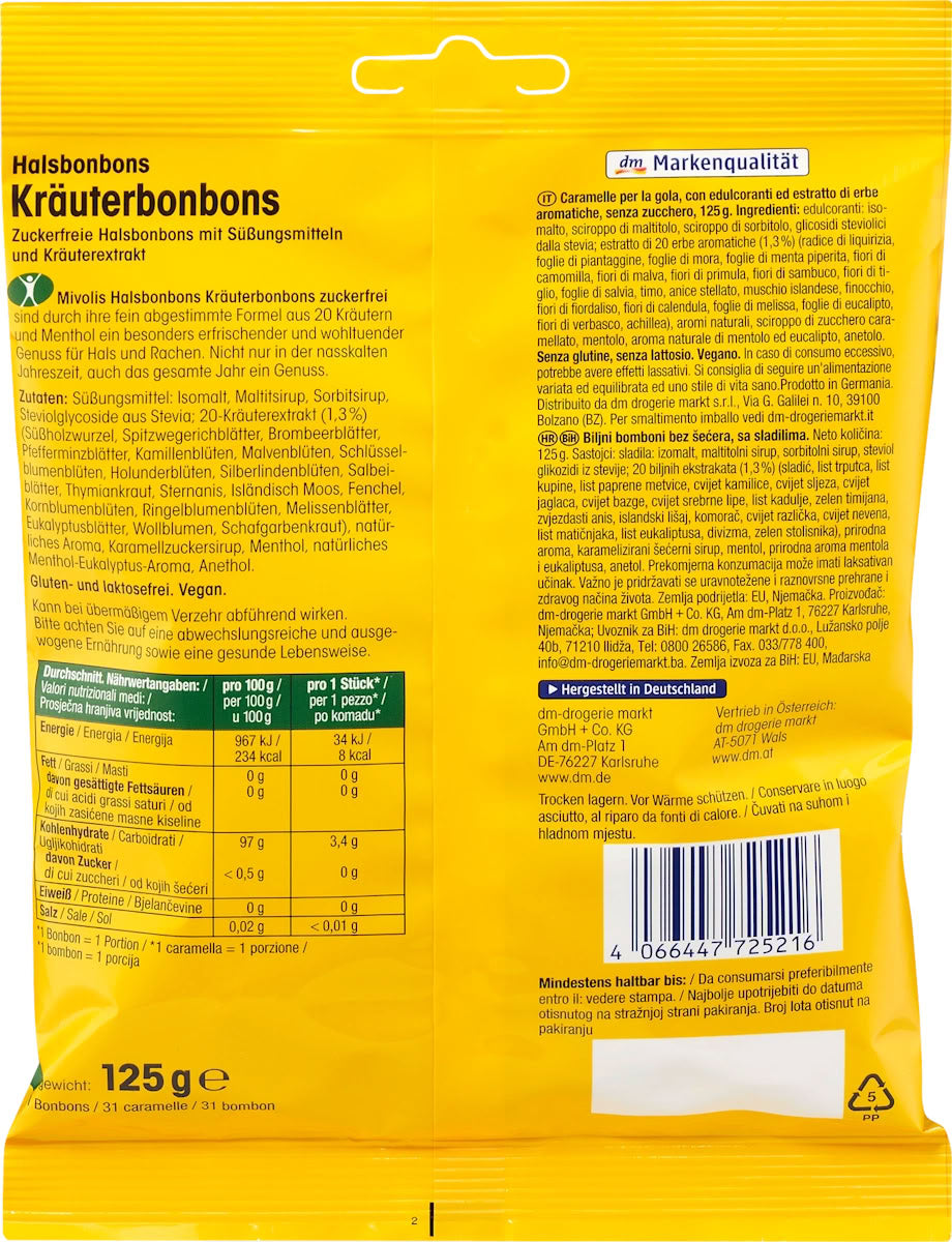 Mivolis Sugar-Free Herbal Candies, 125 g - Image 2