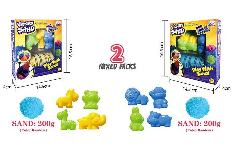 Vitality Sand 1907 D Kinetic Sand Set with 1 Color & 4 Molds, 200 g