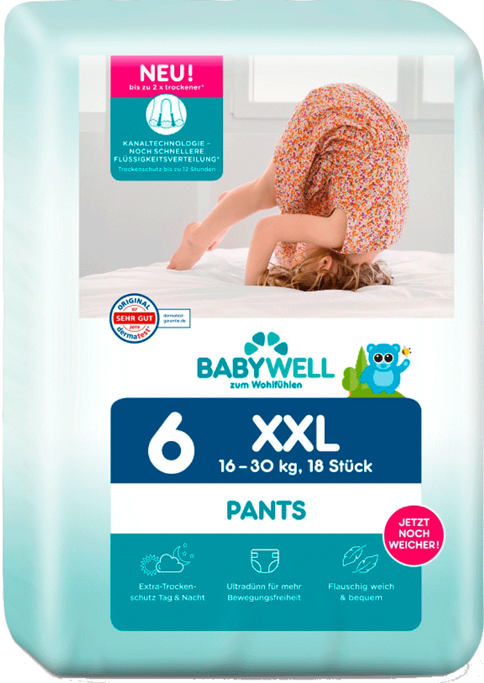 Babywell Size 6 Baby Pull-Up Diaper Pants, 16-30 kg, 18 pcs