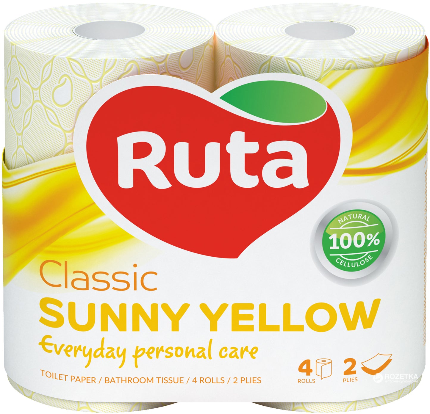 Ruta Classic Sunny Yellow 2-Ply Toilet Paper, 4 Rolls