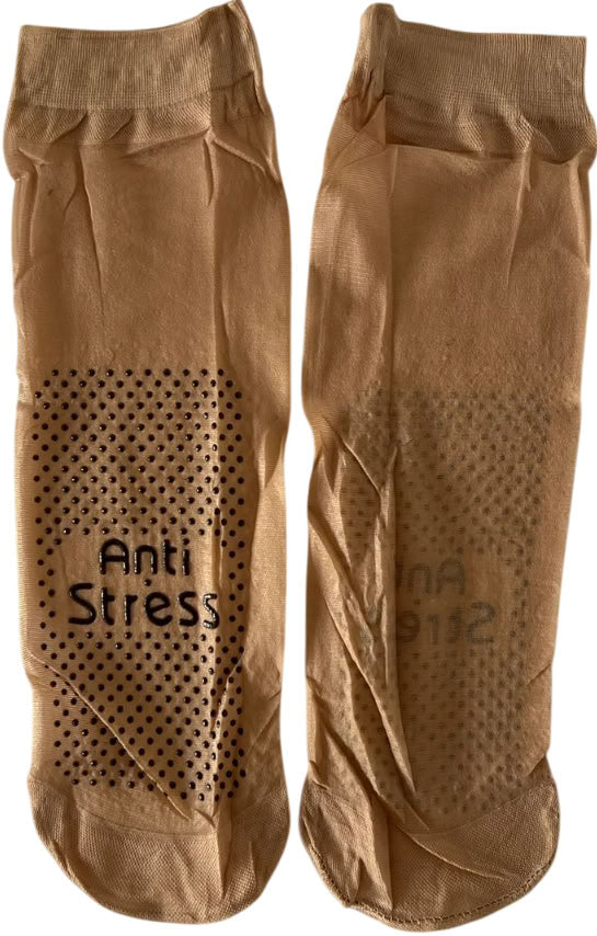 Women's Nude Nylon Socks with Dots