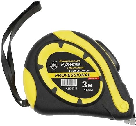 Professional ASK-4316 Measuring Tape with Magnetic Tip & Auto-Stop, 3 m