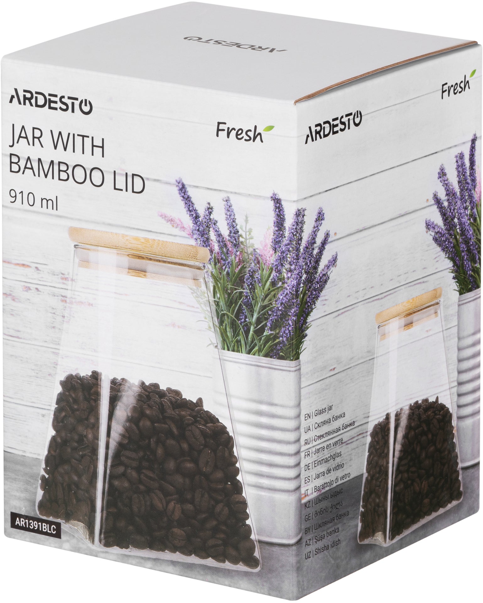 Ardesto Fresh AR1391BLC Glass Storage Jar with Bamboo Lid, 910 mL - Image 2