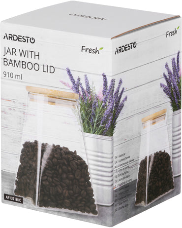 Ardesto Fresh AR1391BLC Glass Storage Jar with Bamboo Lid, 910 mL - Image 2