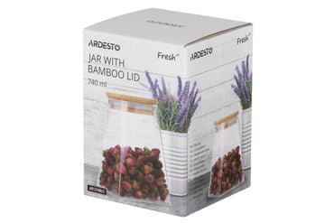 Ardesto Fresh AR1374BLC Glass Storage Jar with Bamboo Lid, 740 mL - Image 2
